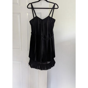 See By Chloe Black Chiffon Pleated Mini Dress Sleeveless Size 8 Cocktail EUC LBD